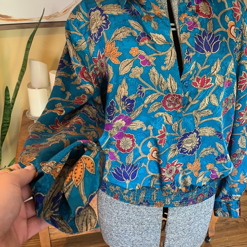 Funky Flower Pattern Button Up Shirt - image 3